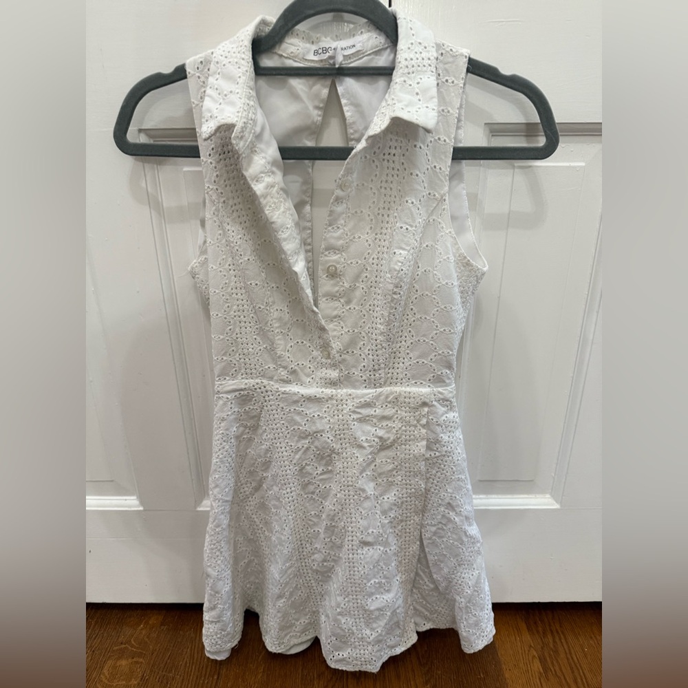 White Eyelet Sleeveless Dress